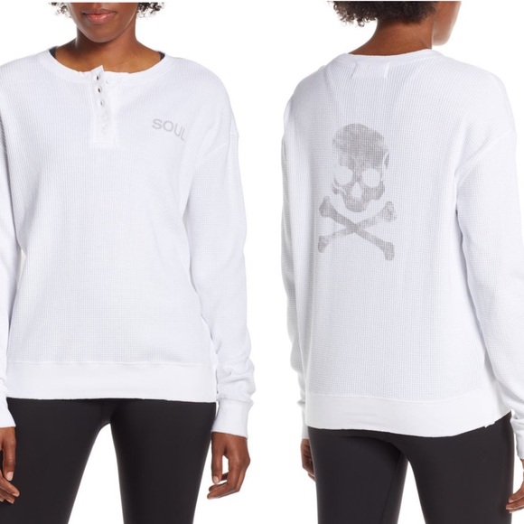 soulcycle Tops - Soulcycle Thermal Skull Back Henley